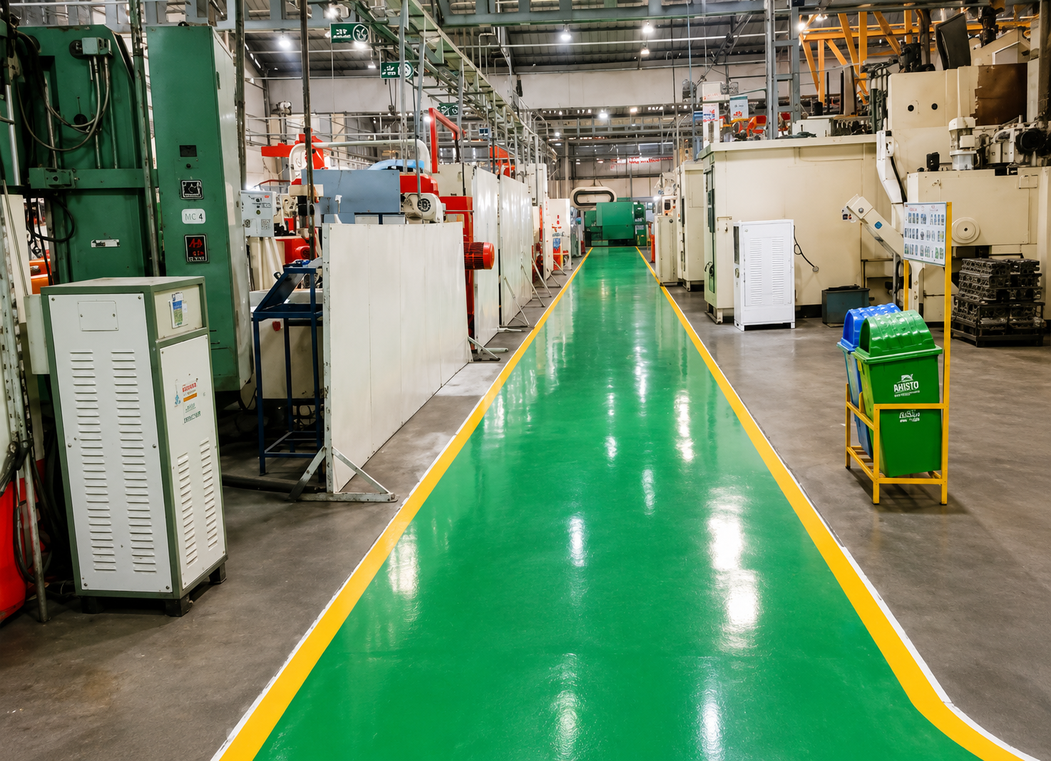 5S-managed shop floor with marked walkways at a Rivoltech plant